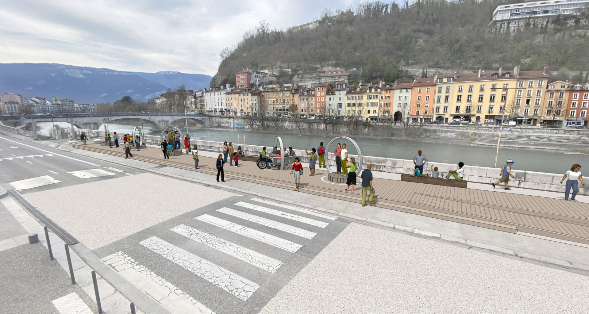 Quais de l'Isère rive gauche à Grenoble : un premier aménagement provisoire