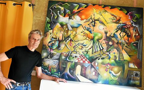 Mimi Labeyrie s’inspire du cubisme, emprunte à l’art naïf et à la bande dessinée.