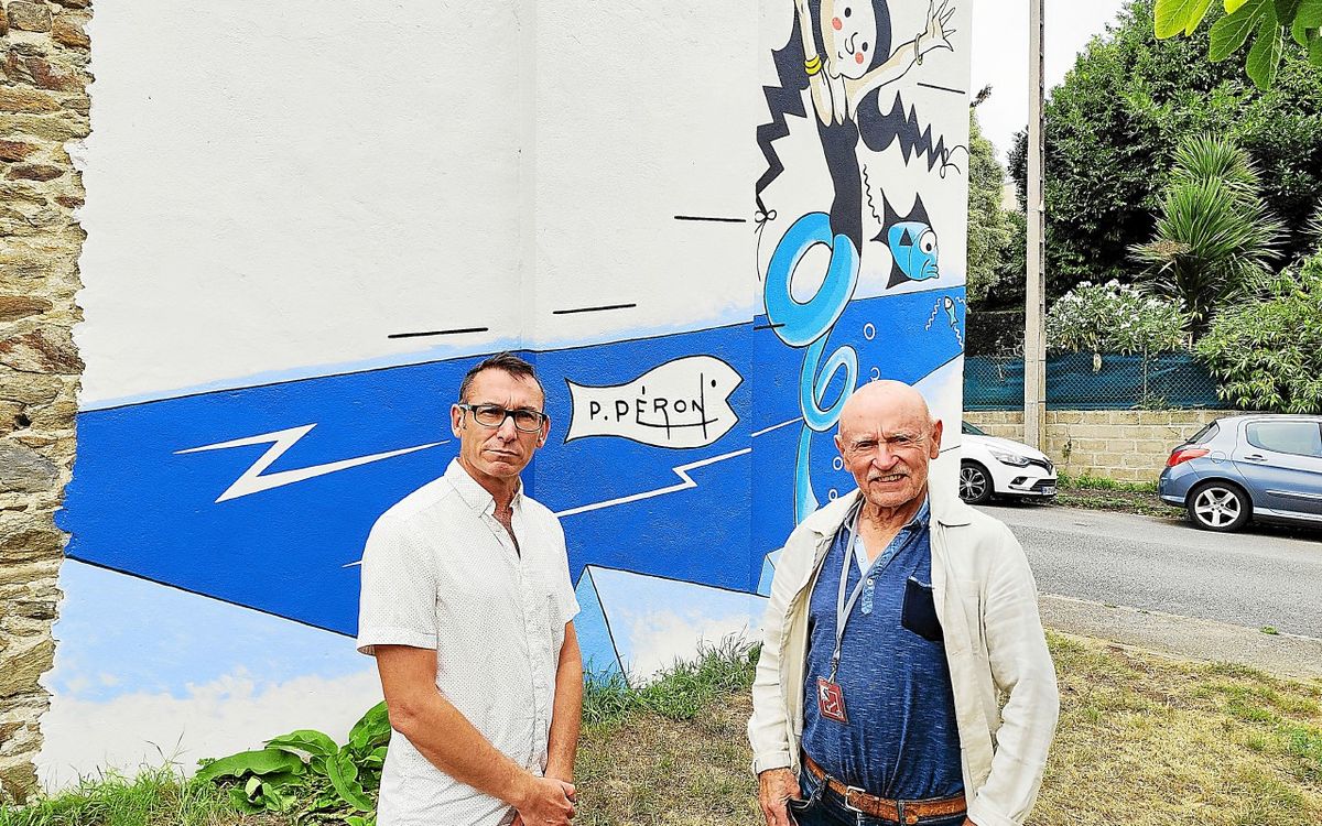 Une fresque inspirée par l’œuvre de Pierre Péron sur un mur du musée du patrimoine brestois « Le Lavoir »
