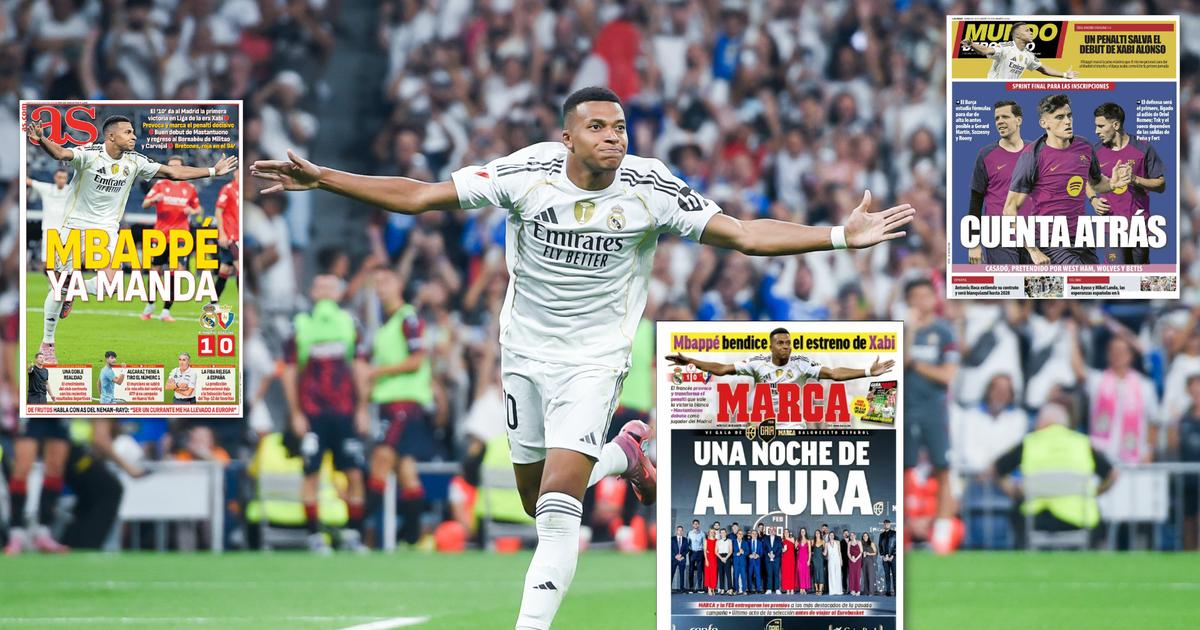 «Nouvelle ère, même héros», «Mbappé commande déjà», «une nuit à la hauteur», la presse espagnole salue les débuts de l’attaquant français du Real Madrid