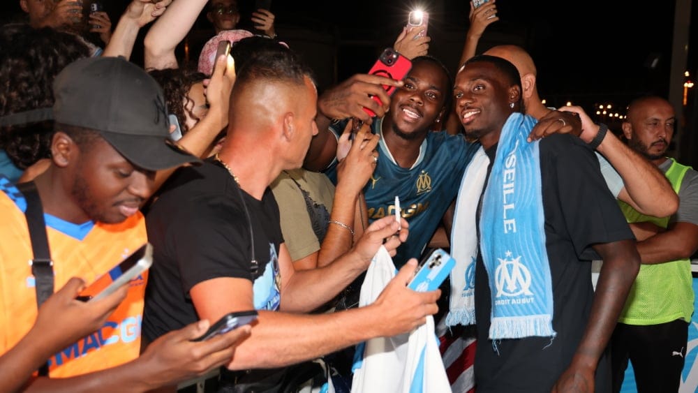 Près de 300 supporters attendaient l'international américain à Marignane.