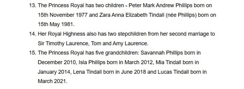 Capture de la liste publiée sur le site royal.uk le 13 août 2025. Au numéro 14, une bien curieuse annonce.