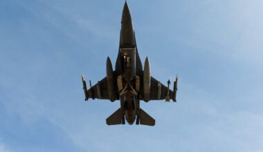 Un F-35 de 5e génération vole au-dessus de l'Angleterre, le 11 avril 2025.