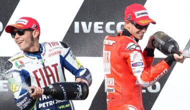 Casey Stoner sur Ducati et Valentino Rossi sur Yamaha au Grand Prix d