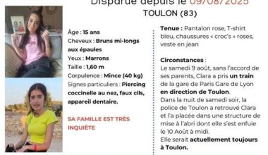 Disparition d'une adolescente de 15 ans à Toulon: Clara, 15 ans, est partie de Paris depuis le 9 août