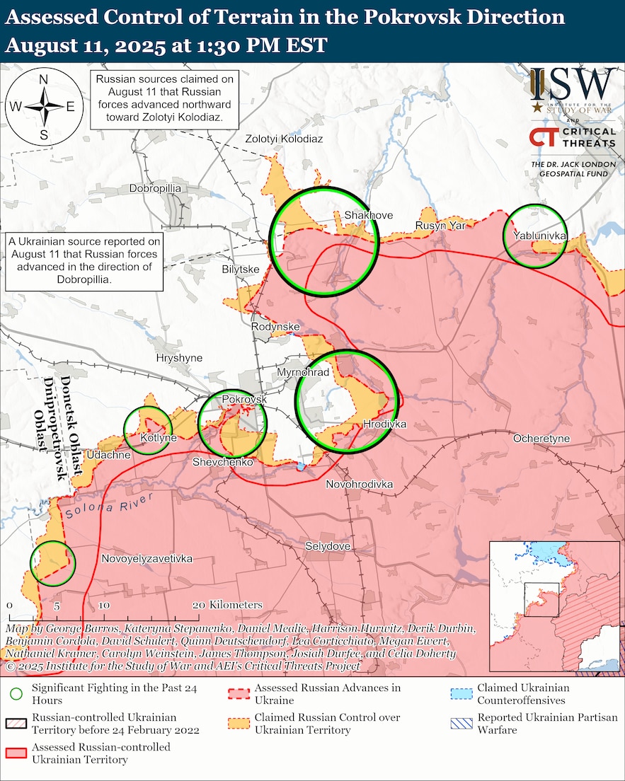 Contrôle du terrain évalué dans la direction de Pokrovsk, le 11 août 2025 à 13h30 HAE.