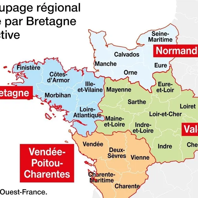 photo le redécoupage tel qu’imaginé par bretagne prospective et présenté le 26 août à nantes.  ©  ouest-france