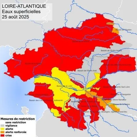 photo les restrictions sur les eaux superficielles pour le bassin-versant de la sèvre nantaise ont été renforcées.  ©  préfecture de loire-atlantique