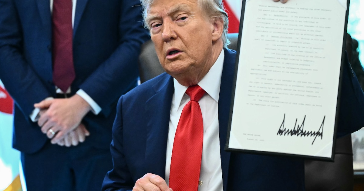Donald Trump dans le Bureau ovale à la Maison Blanche à Washington, le 25 août 2025