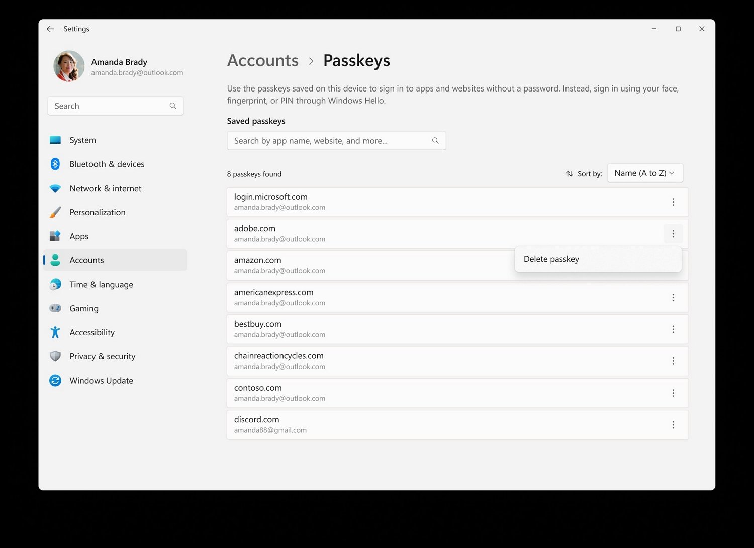 Passkeys Windows