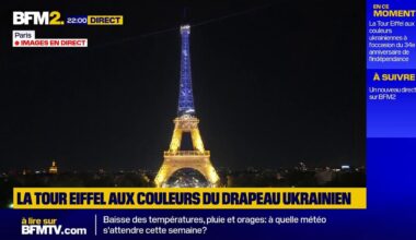 la Tour Eiffel s'illumine en bleu et jaune