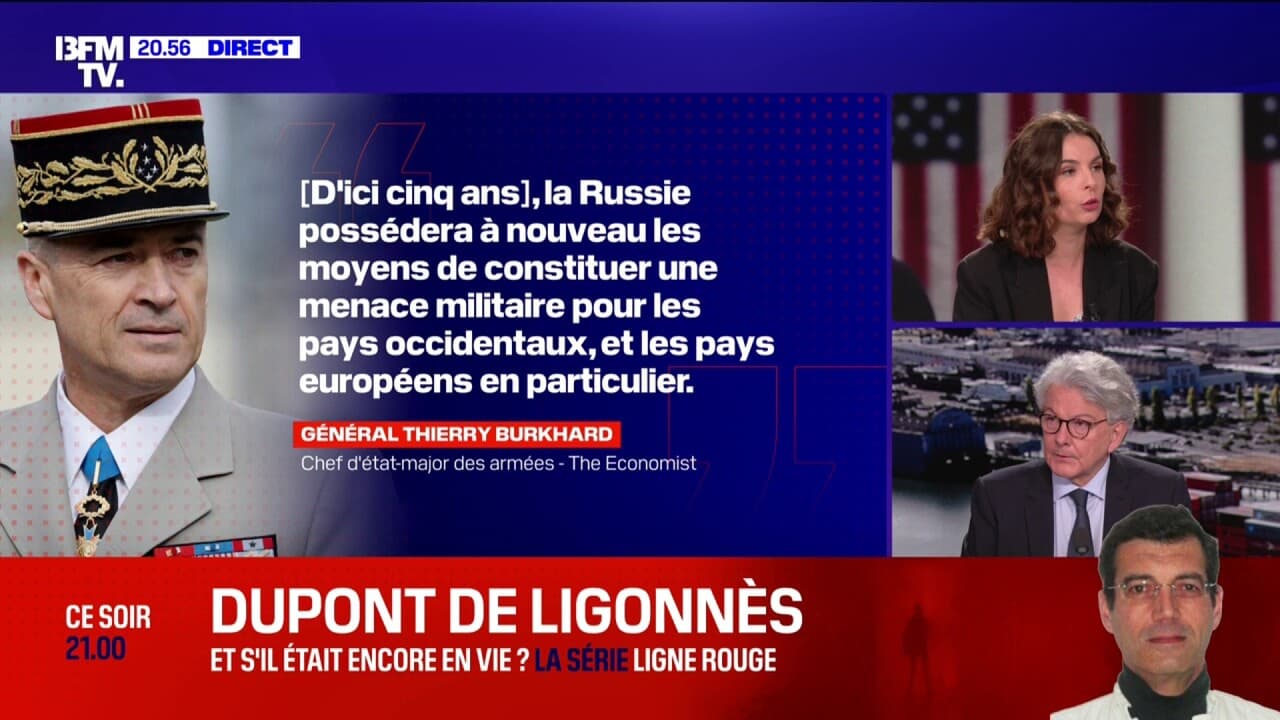 Une attaque russe dans cinq ans? "On n'est pas dans une confrontation amicale avec le régime de Vladimir Poutine", affirme Thierry Breton