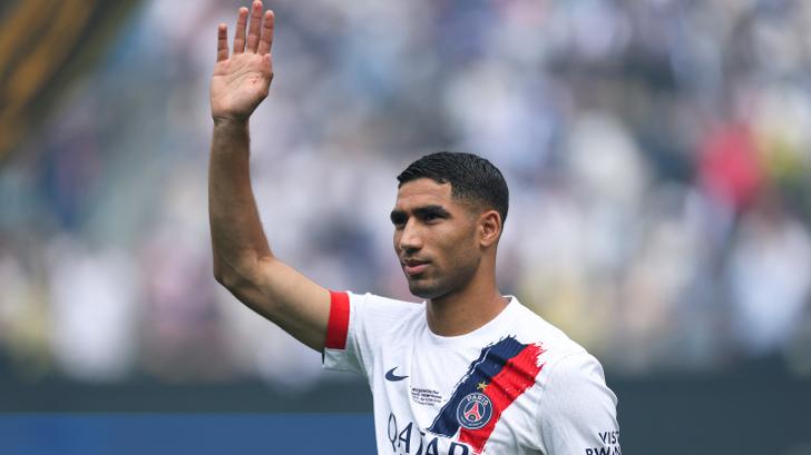 Le défenseur marocain du PSG, Achraf Hakimi, avant la finale de Coupe du monde des clubs face à Chelsea, le 13 juillet 2025 au MetLife Stadium, dans le New Jersey, aux Etats-Unis.