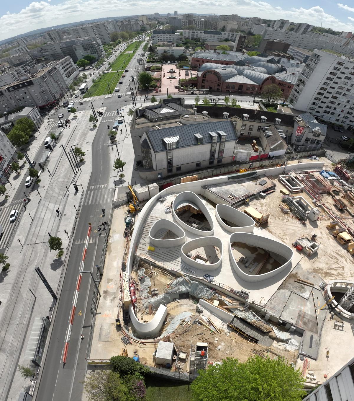Vue aérienne de la future gare de Vitry-sur-Seine, l’une des soixante-huit que compte le Grand Paris Express.