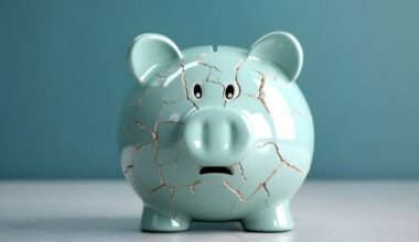 Financial and Economic Crisis Concept. Inflation, Recession, Inflation and Depression affect Savings Money. Crackked Ceramic Piggy Bank standing alone. Shocked Face. AI generative
