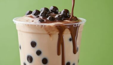 Boisson bubble tea chocolat perlant.