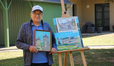 inspiré par sa femme décédé, Bernard, 95 ans, s'est mis à peindre