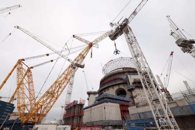 Le chantier de la centrale nucléaire de Hinkley Point C, dans le Somerset, dans le sud-ouest de l’Angleterre, le 17 juillet 2025.