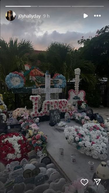 Joy Hallyday partage une image de la tombe de Johnny dans sa story Instagram, le 22 août 2025.