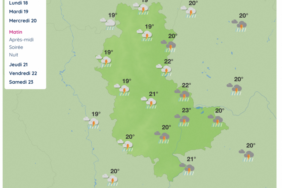 Dès le matin, des orages sont prévus sur le Rhône mercredi.