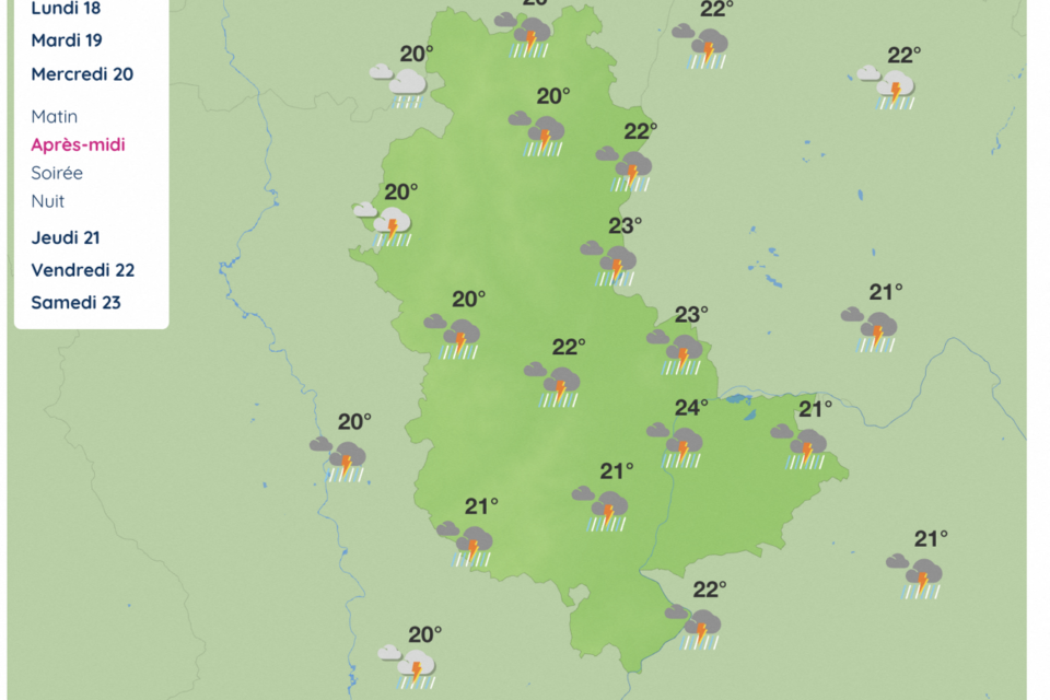 Des orages sont annoncés dans l'après-midi de mercredi.
