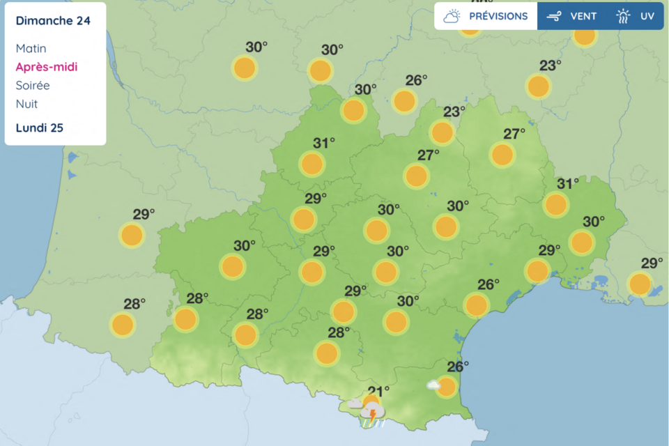Un grand ciel bleu pour l'Occitanie avec une exception.