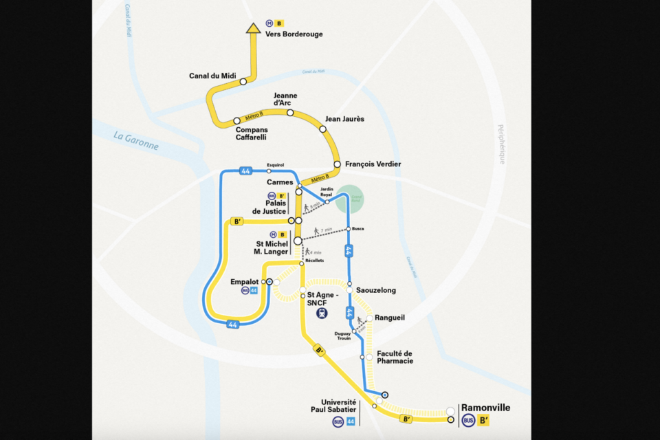 Voici le plan de la ligne B'.