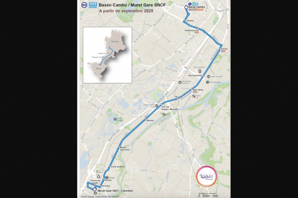 Voici le plan de la ligne 117 express.
