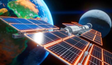 Illustration de la station spatiale lunaire Gateway alimentée par les panneaux solaires innovants de Redwire.