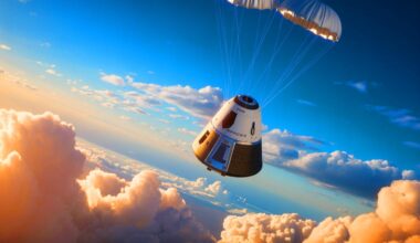 Illustration de la mission SpaceX Dragon ramenant du matériel scientifique de l'ISS.