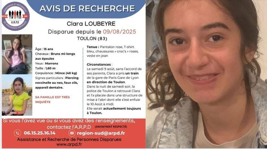 "Aidez-nous à retrouver Clara, elle a 15 ans! Nous sommes désemparés": les proches de l'ado disparue à Toulon sont inquiets