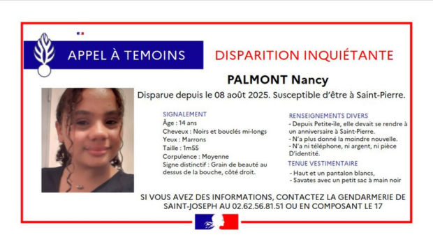 Disparition inquiétante : Palmont Nancy, âgée de 14 ans, n’a plus donné de nouvelles depuis le 8 août
