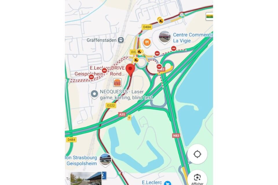 Des bouchons sont en cours en cette fin de journée du mercredi 27 août autour du secteur de la Vigie/Geisposlsheim.