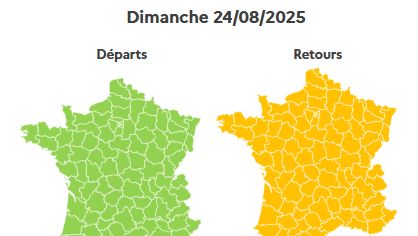Les prévisions pour la journée de dimanche 24 août sur les routes. (CAPTURE D'ECRAN / BISON FUTE)