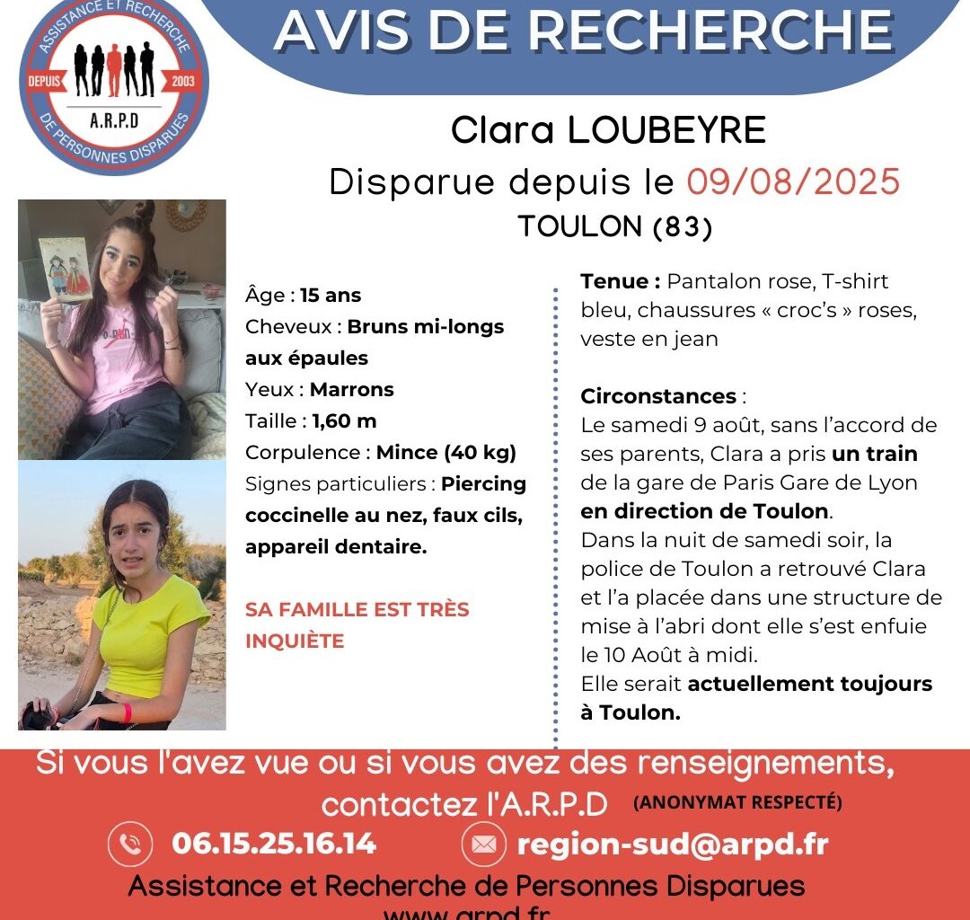 disparition adolescente Toulon fugue Clara Loubeyre