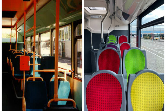Entre 1990 et 2024, les intérieurs des bus de la CTS ont beaucoup évolués. (© CTS)