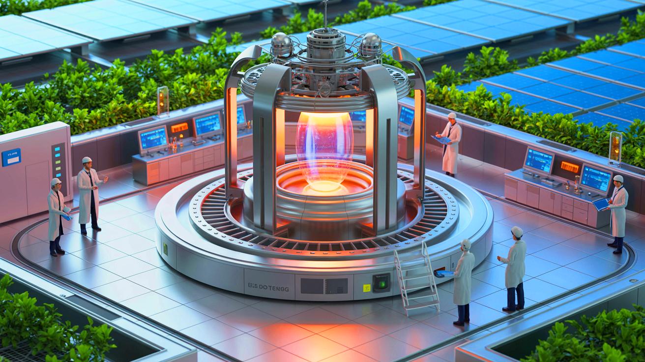 Illustration de la collaboration entre Google et Commonwealth Fusion Systems pour le développement de l'énergie de fusion nucléaire.