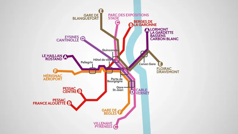 Le futur réseau de tramway de la métropole de Bordeaux, à partir de décembre 2025.