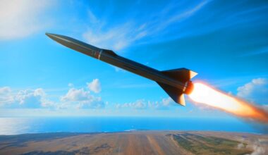 Illustration de l'essai réussi du missile hypersonique V-MAX par la France.