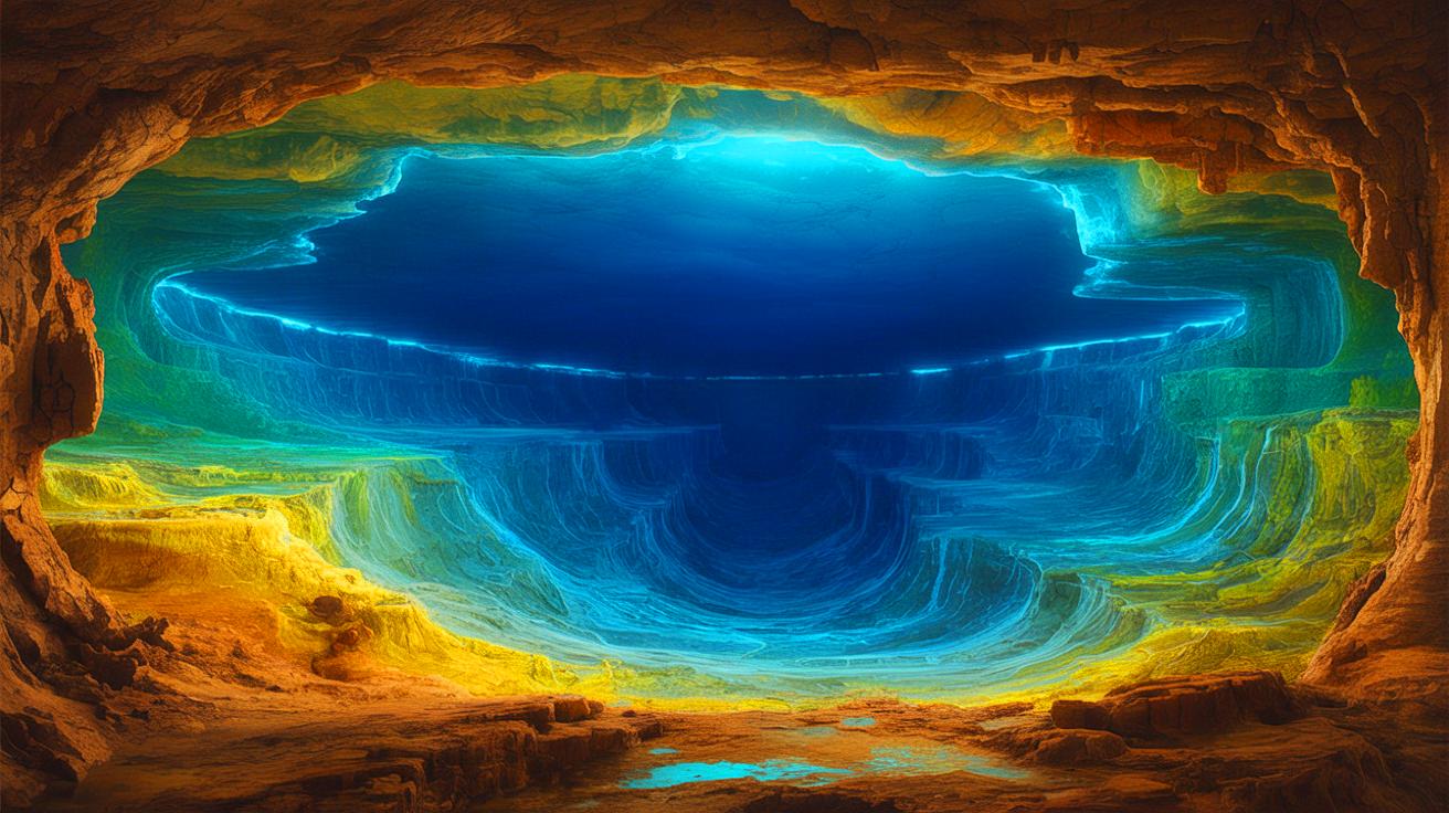 Illustration de la découverte d'un vaste réservoir d'eau caché dans le manteau terrestre.
