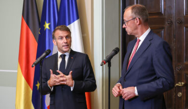 © K. Sarrazin - Emmanuel Macron et Friedrich Merz, lors d'un échange le 7 mai dernier.