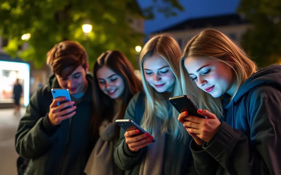 AI generated image of teens using phones