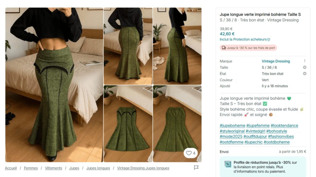 La fameuse jupe mise en vente par Callie // source : Vinted