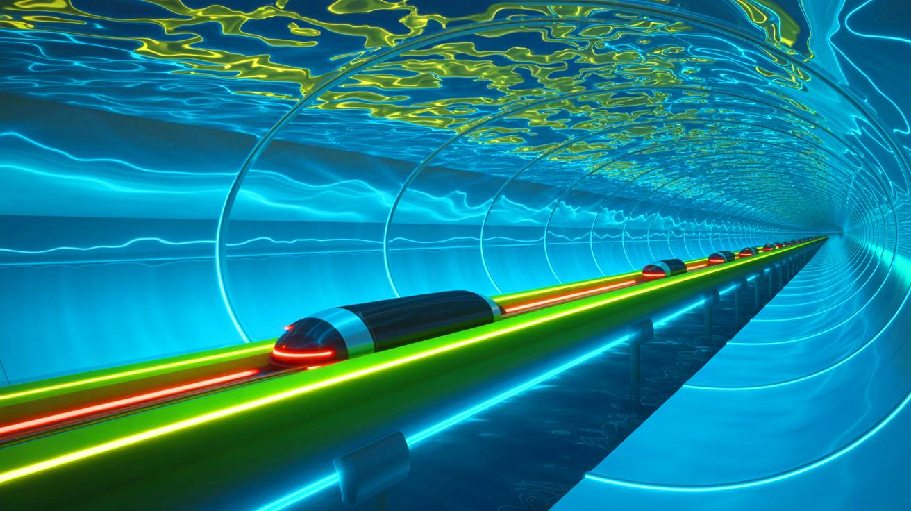 Illustration de la vision audacieuse d'Elon Musk pour un tunnel reliant l'Amérique à l'Europe.