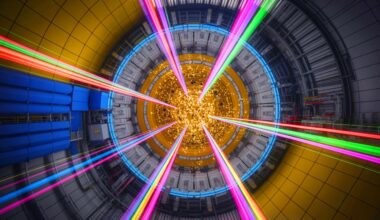 Illustration de la détection de noyaux d'or lors de collisions ultra-périphériques au CERN.