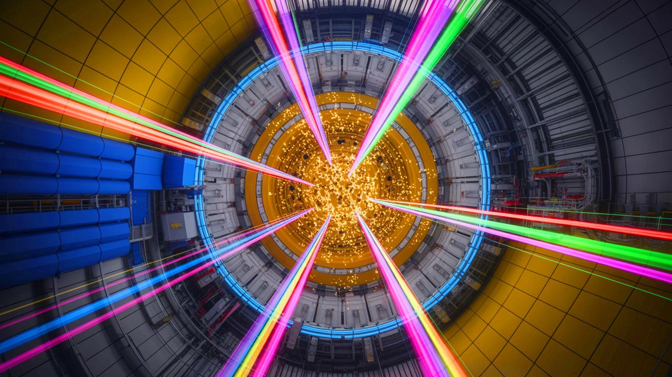Illustration de la détection de noyaux d'or lors de collisions ultra-périphériques au CERN.