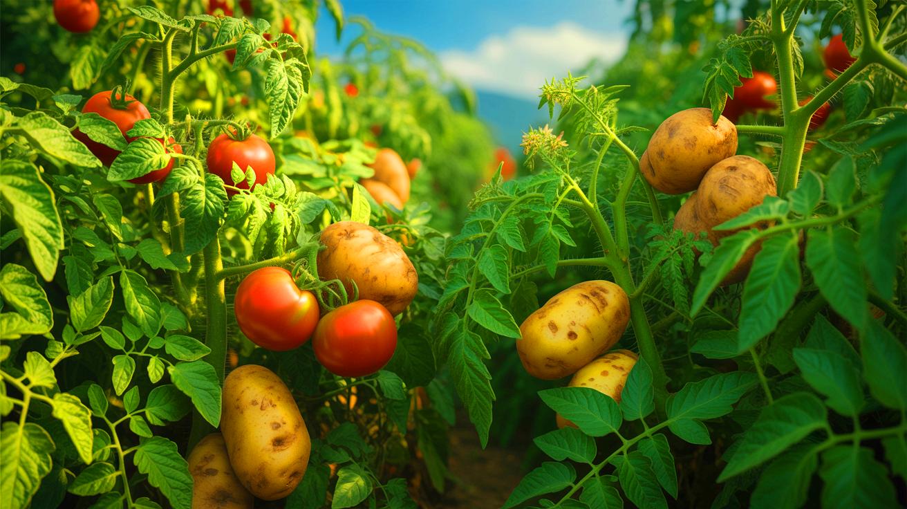 Illustration de l'origine ancienne et hybride des pommes de terre modernes à partir de tomates et d'espèces sud-américaines.