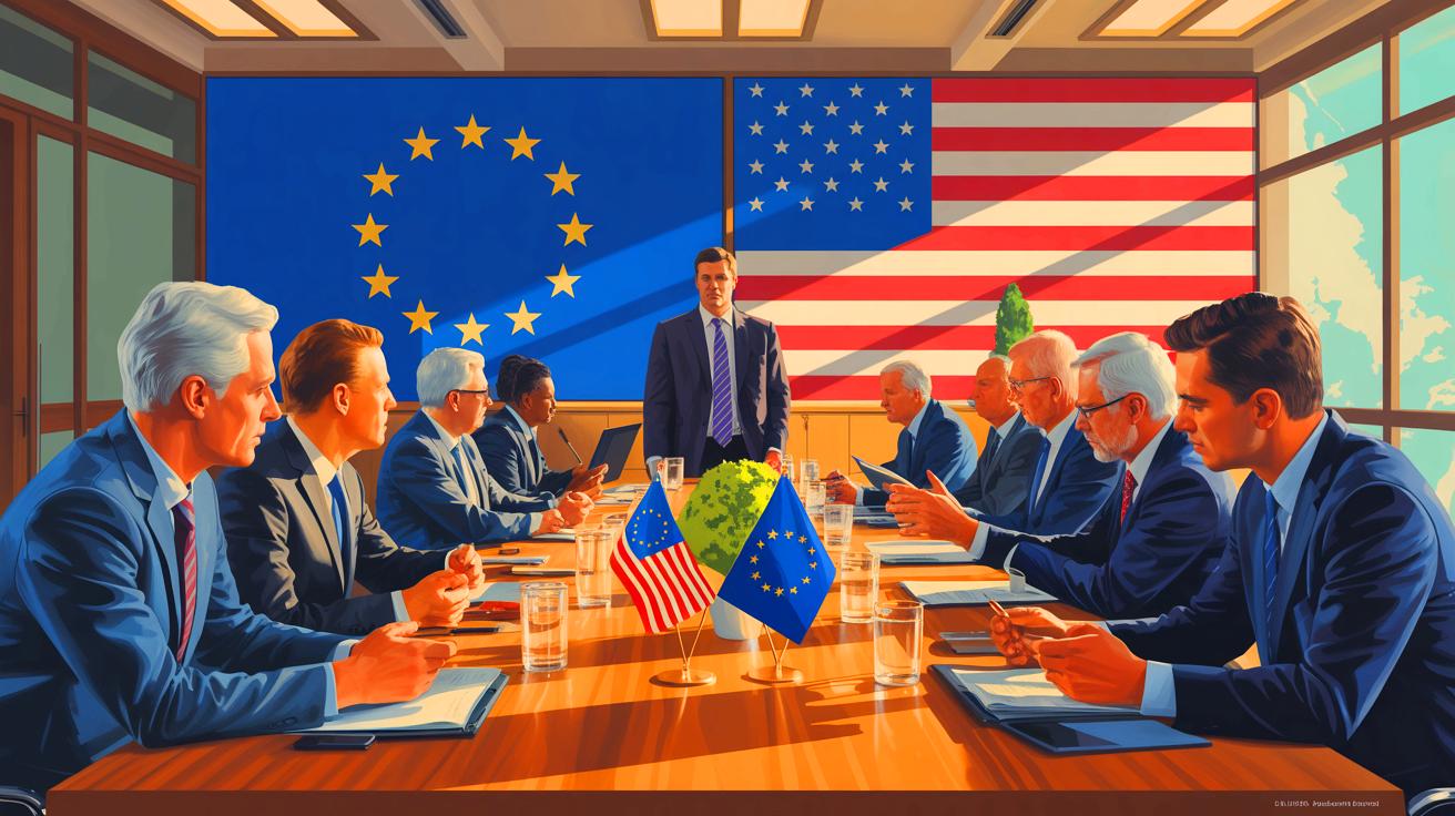 Illustration de l'accord énergétique entre l'Union européenne et les États-Unis visant à réduire la dépendance énergétique européenne.