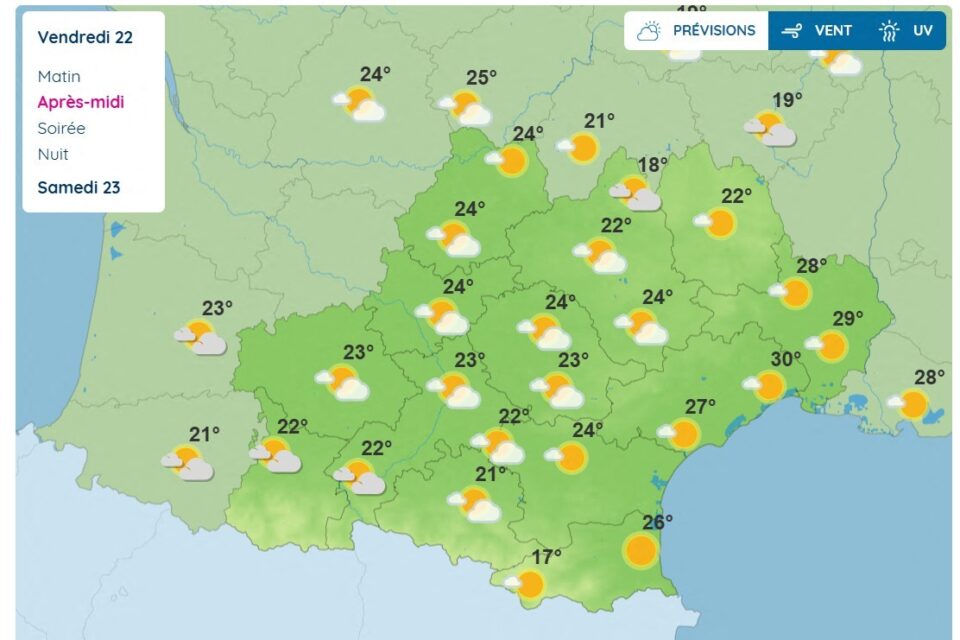 La météo en Occitanie ce vendredi 22 août. 