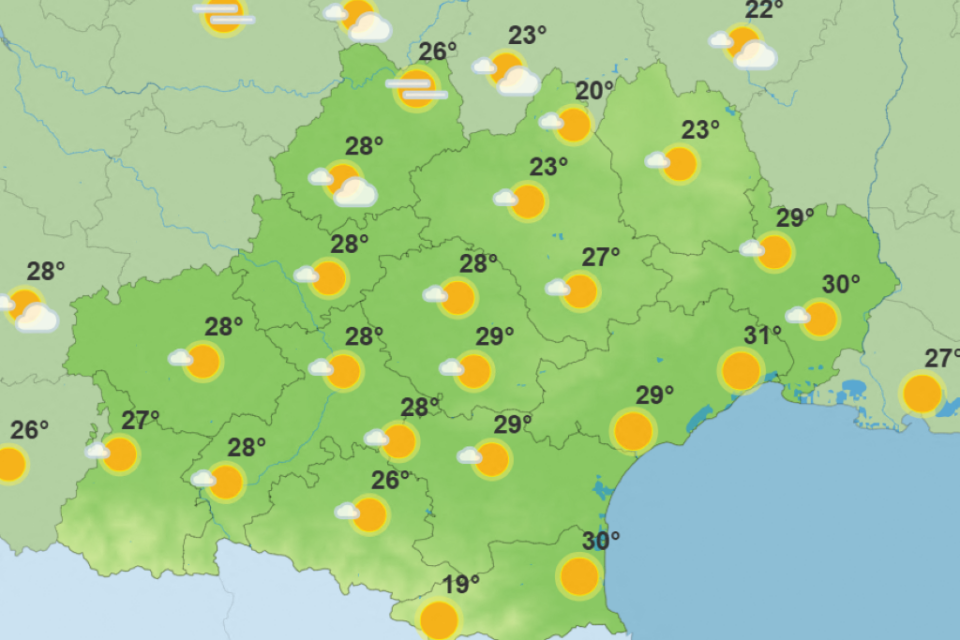 Les prévisions de Météo France en Occitanie pour dimanche après-midi.